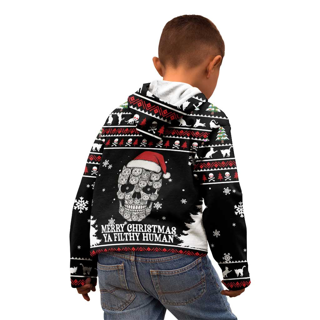 Cat Skull Santa Christmas Kid Hoodie Xmas Holiday Patterns - Wonder Print Shop