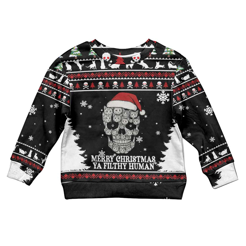 Cat Skull Santa Christmas Kid Ugly Christmas Sweater Xmas Holiday Patterns - Wonder Print Shop