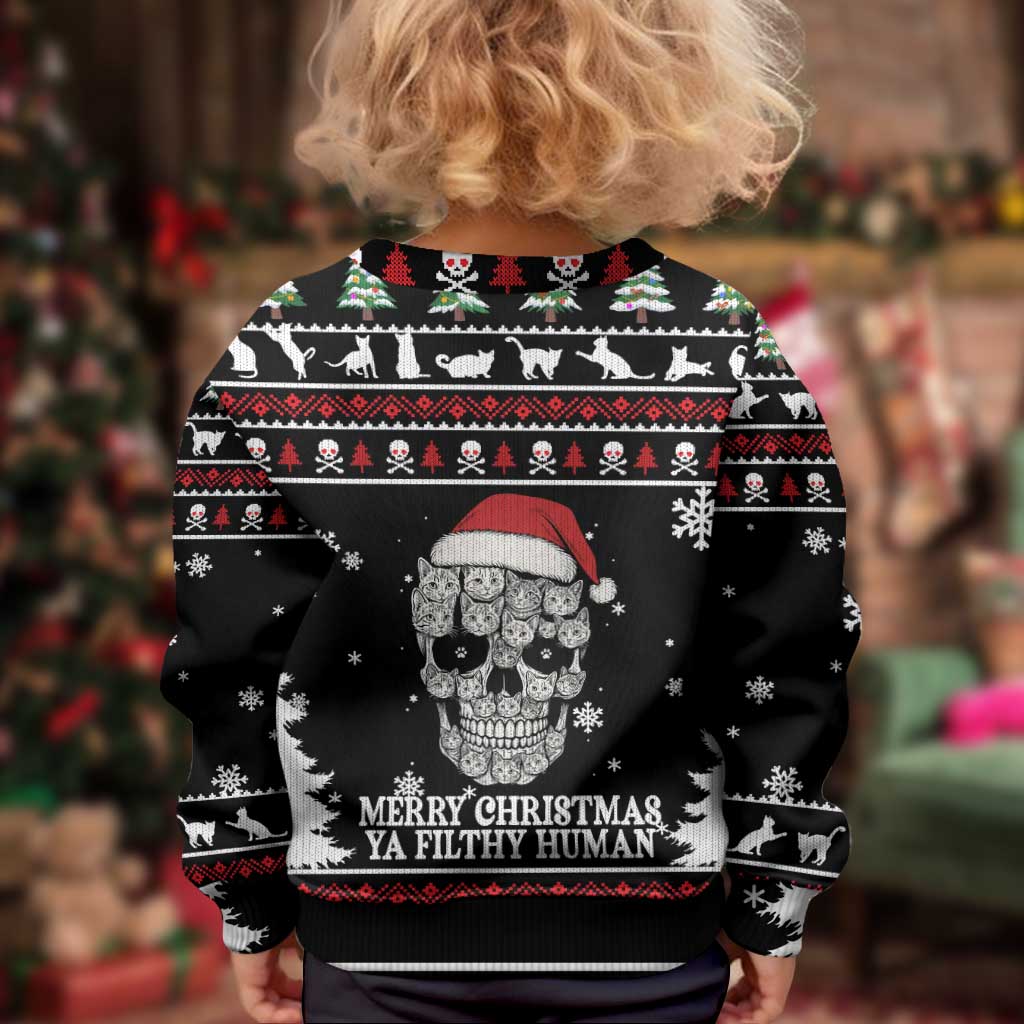 Cat Skull Santa Christmas Kid Ugly Christmas Sweater Xmas Holiday Patterns - Wonder Print Shop