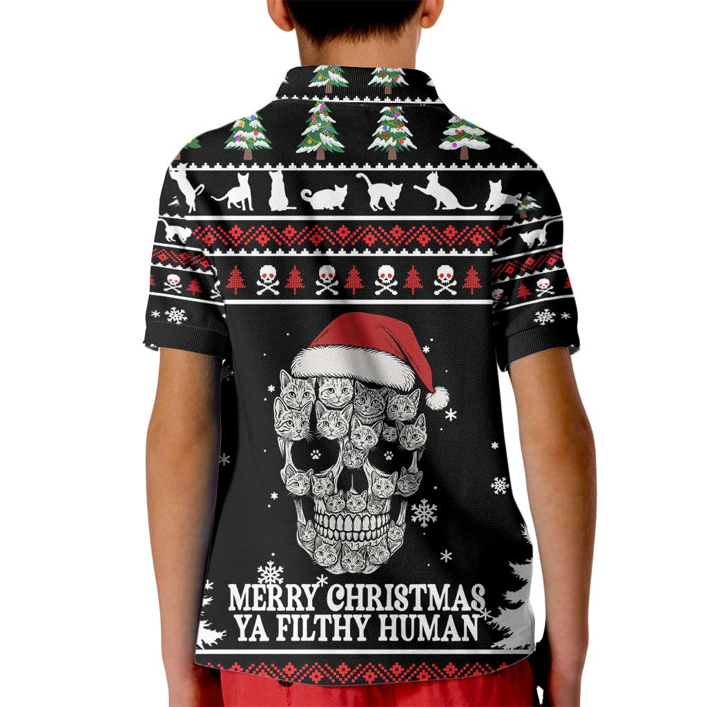 Cat Skull Santa Christmas Kid Polo Shirt Xmas Holiday Patterns - Wonder Print Shop