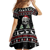 Cat Skull Santa Christmas Kid Short Sleeve Dress Xmas Holiday Patterns - Wonder Print Shop
