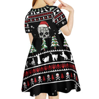 Cat Skull Santa Christmas Kid Short Sleeve Dress Xmas Holiday Patterns - Wonder Print Shop