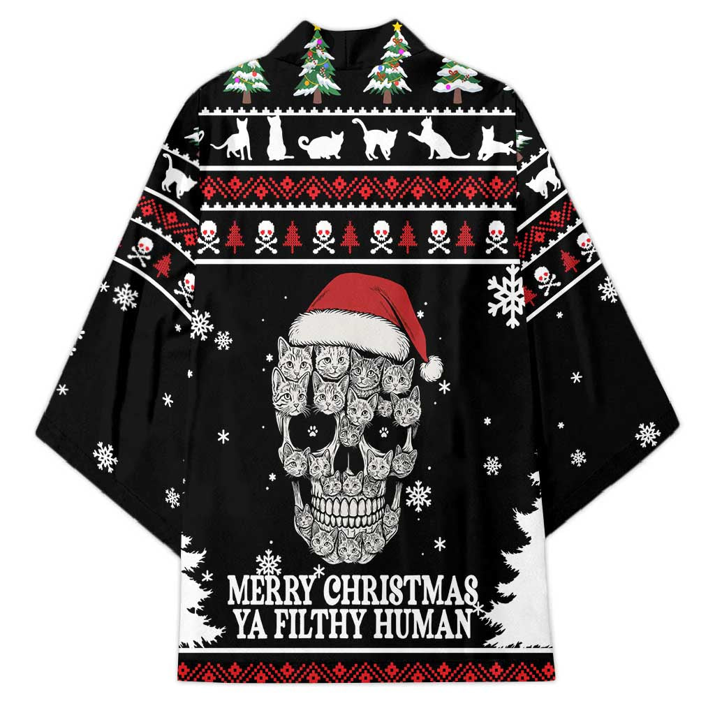 Cat Skull Santa Christmas Kimono Xmas Holiday Patterns - Wonder Print Shop