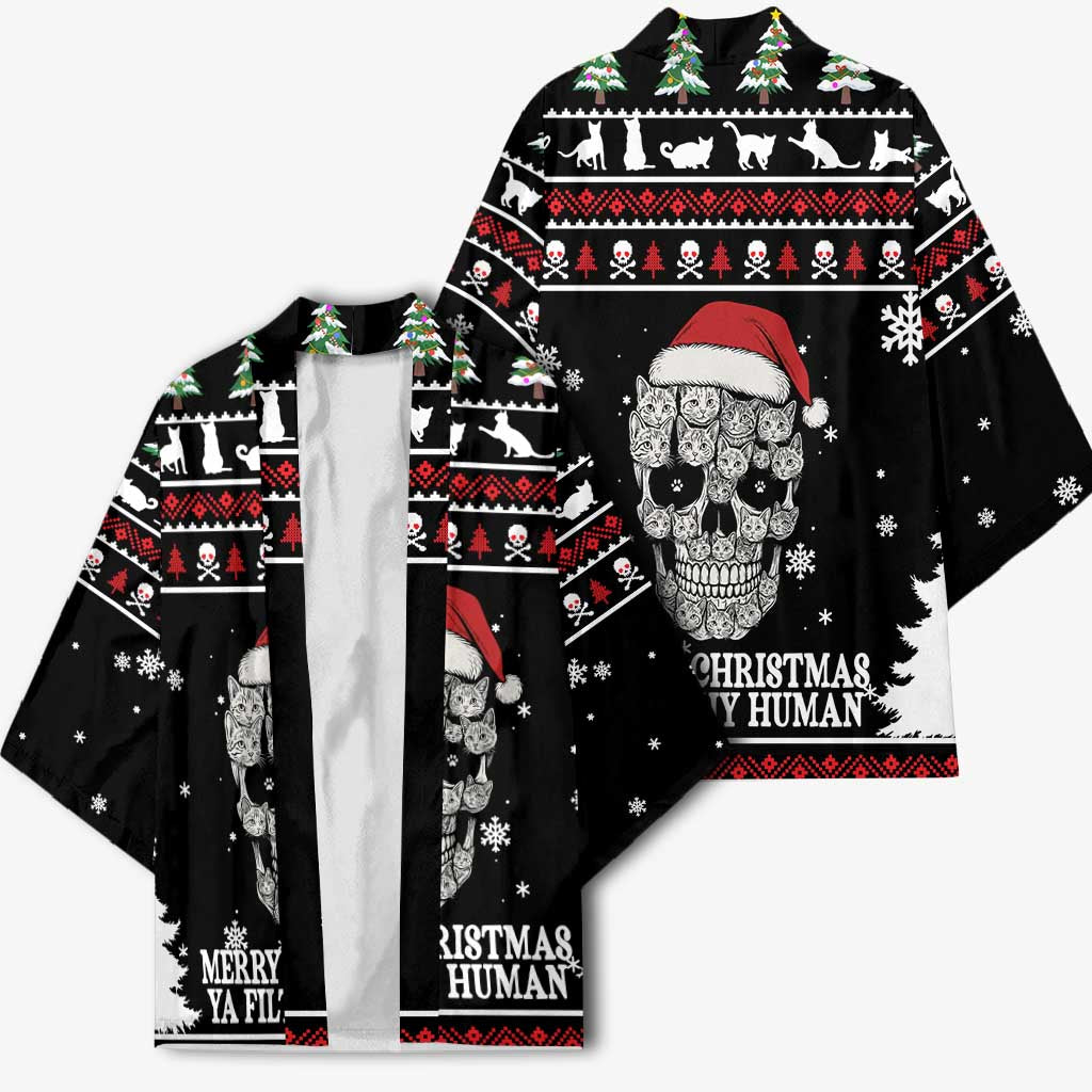 Cat Skull Santa Christmas Kimono Xmas Holiday Patterns - Wonder Print Shop