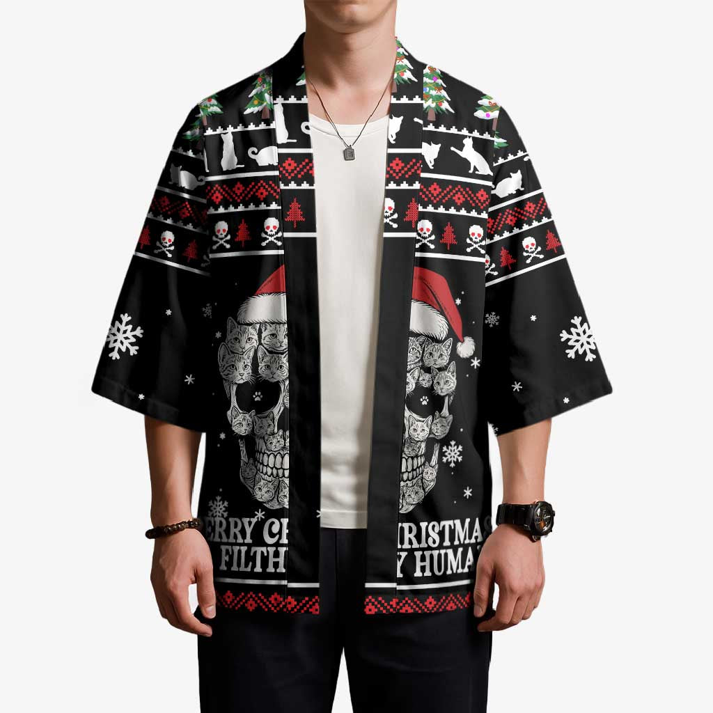 Cat Skull Santa Christmas Kimono Xmas Holiday Patterns - Wonder Print Shop