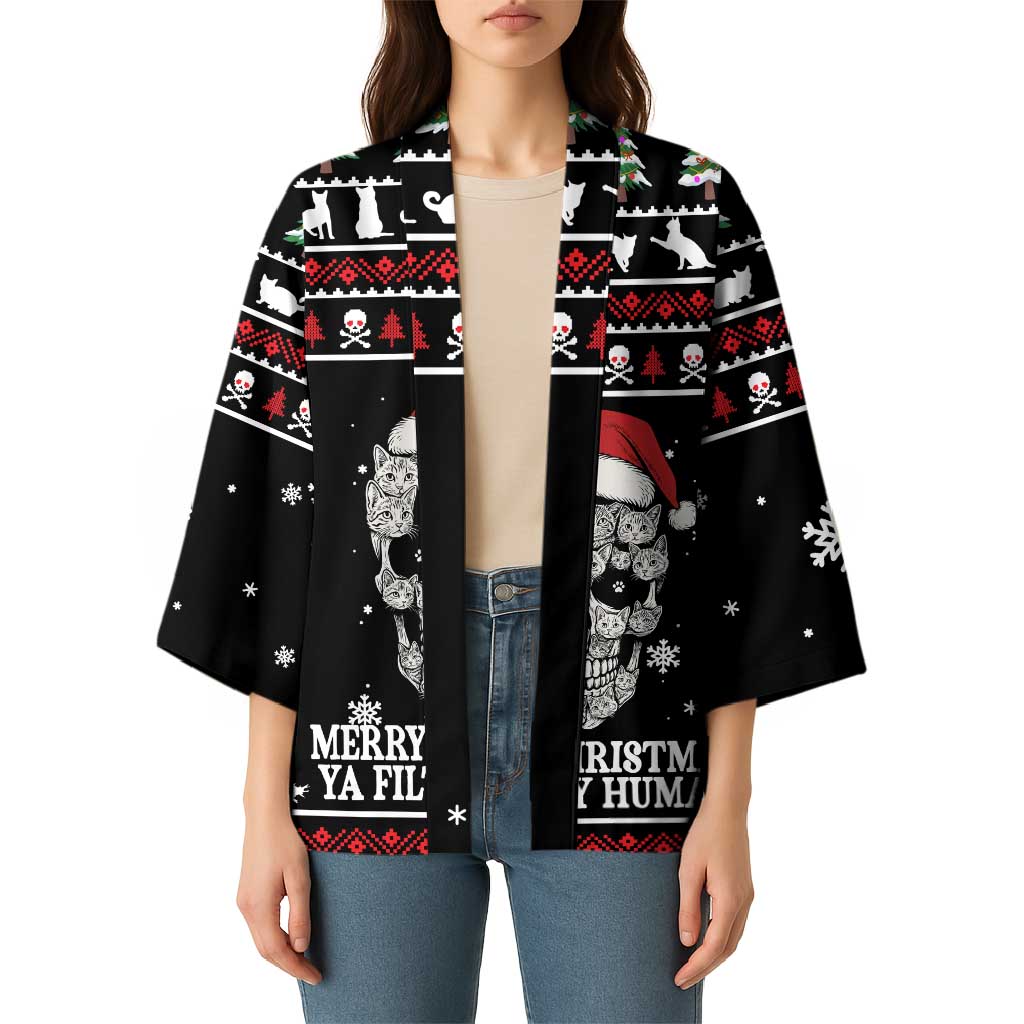 Cat Skull Santa Christmas Kimono Xmas Holiday Patterns - Wonder Print Shop