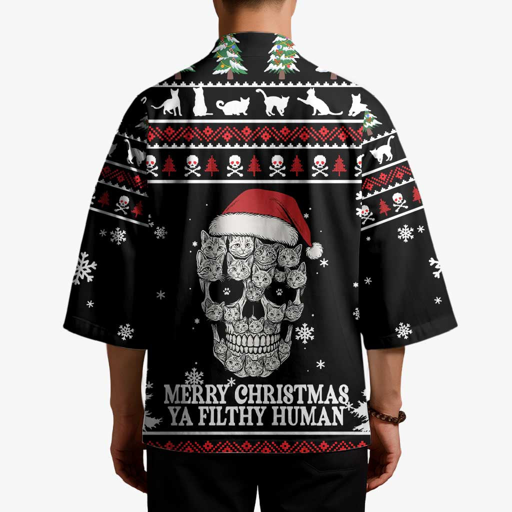 Cat Skull Santa Christmas Kimono Xmas Holiday Patterns - Wonder Print Shop