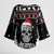 Cat Skull Santa Christmas Kimono Sleeve Blouse Xmas Holiday Patterns - Wonder Print Shop