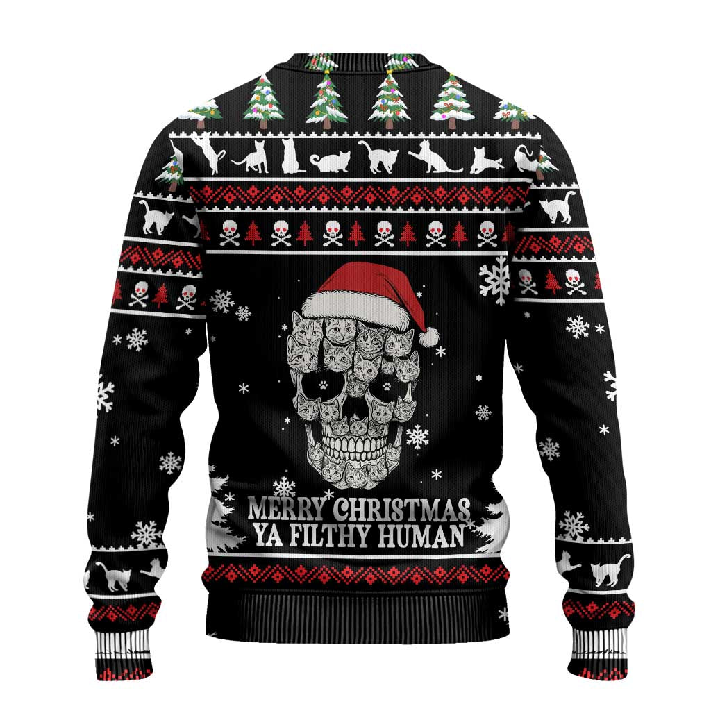 Cat Skull Santa Christmas Ugly Christmas Sweater Xmas Holiday Patterns - Wonder Print Shop