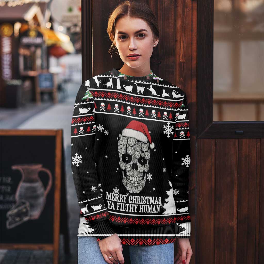 Cat Skull Santa Christmas Ugly Christmas Sweater Xmas Holiday Patterns - Wonder Print Shop