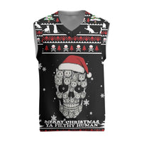 Cat Skull Santa Christmas Knitted V-Neck Vest Xmas Holiday Patterns - Wonder Print Shop