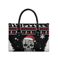 Cat Skull Santa Christmas Leather Bag Xmas Holiday Patterns - Wonder Print Shop