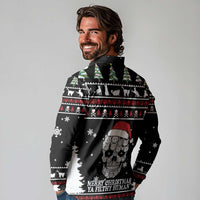 Cat Skull Santa Christmas Long Sleeve Polo Shirt Xmas Holiday Patterns - Wonder Print Shop