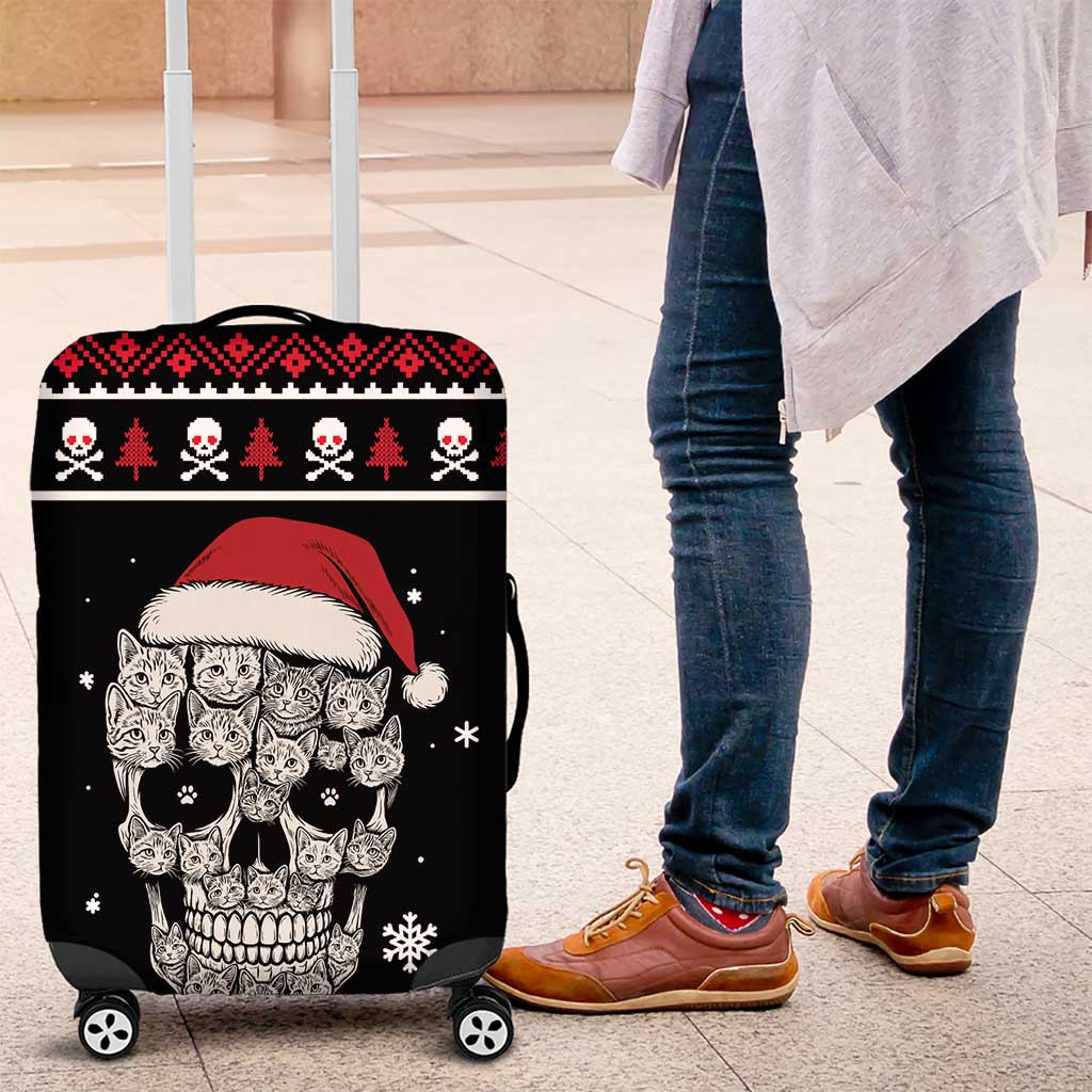 Cat Skull Santa Christmas Luggage Cover Xmas Holiday Patterns - Wonder Print Shop