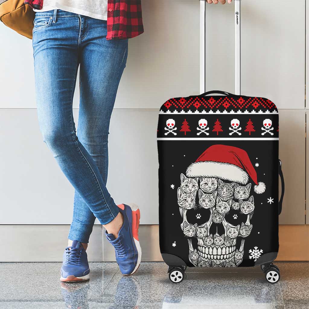 Cat Skull Santa Christmas Luggage Cover Xmas Holiday Patterns - Wonder Print Shop