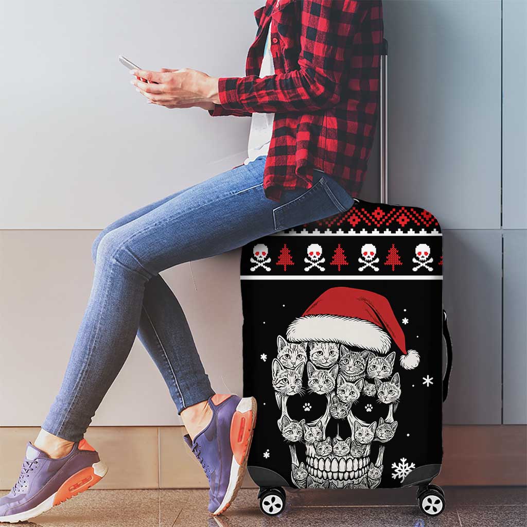 Cat Skull Santa Christmas Luggage Cover Xmas Holiday Patterns - Wonder Print Shop