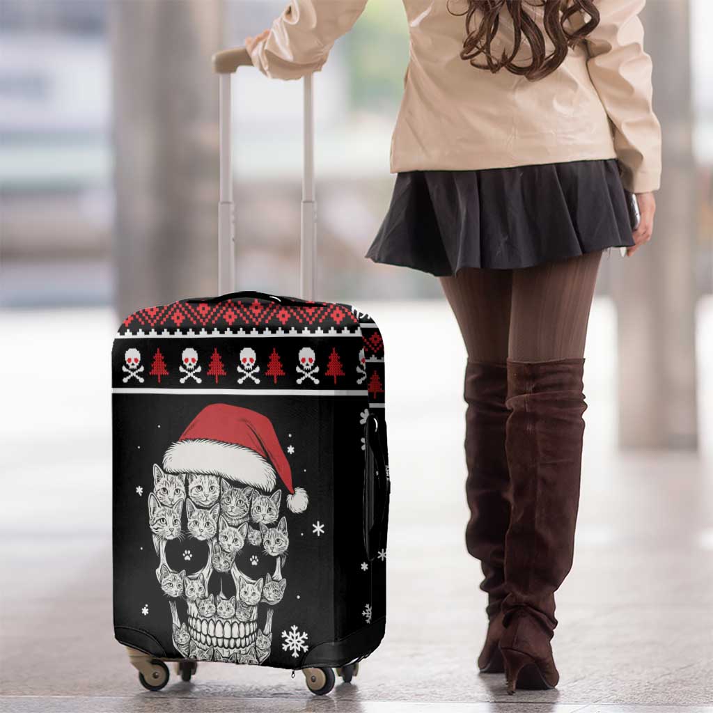 Cat Skull Santa Christmas Luggage Cover Xmas Holiday Patterns - Wonder Print Shop