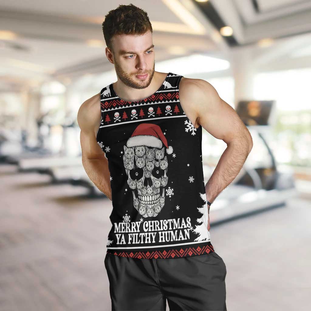Cat Skull Santa Christmas Men Tank Top Xmas Holiday Patterns - Wonder Print Shop