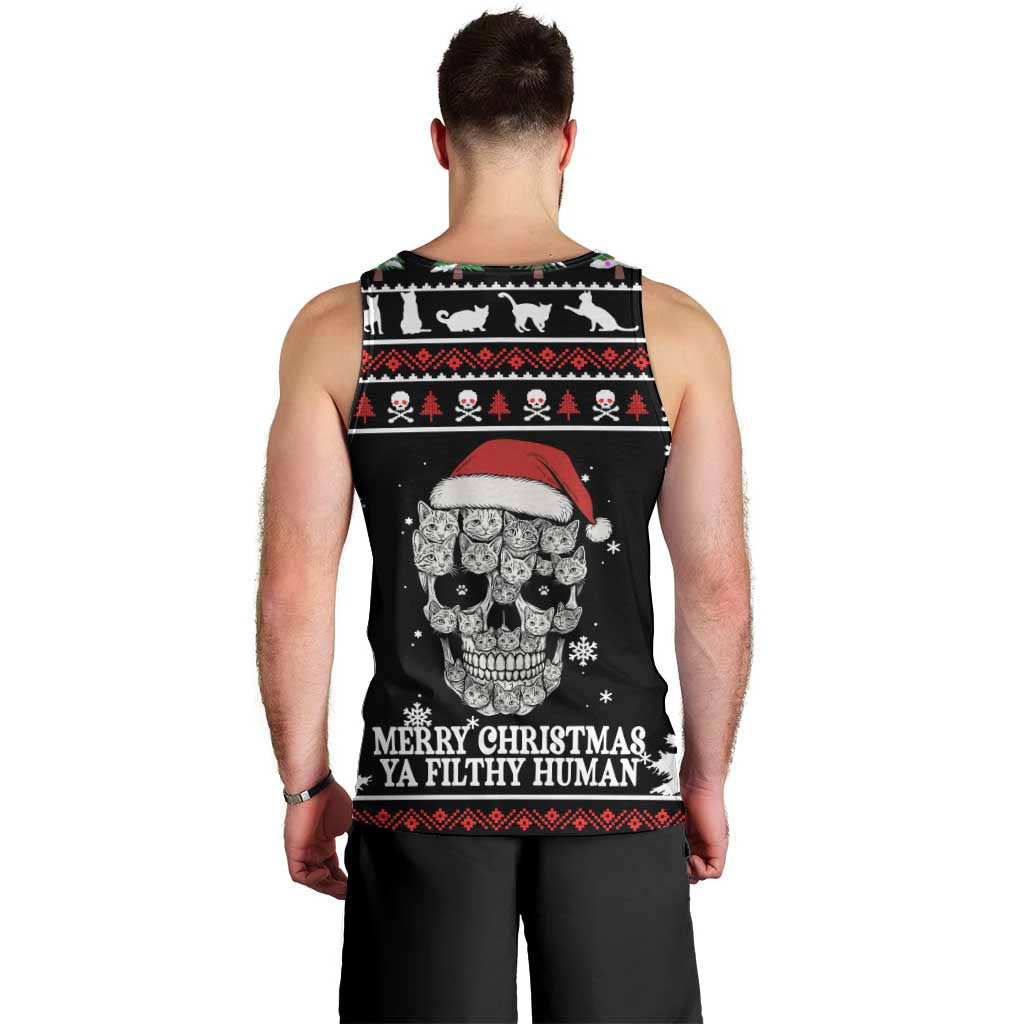 Cat Skull Santa Christmas Men Tank Top Xmas Holiday Patterns - Wonder Print Shop