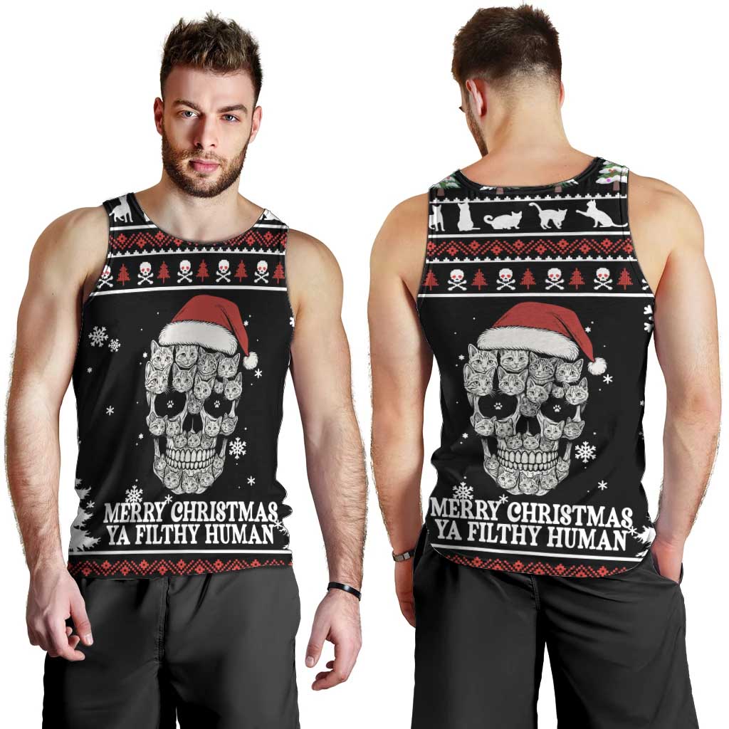 Cat Skull Santa Christmas Men Tank Top Xmas Holiday Patterns - Wonder Print Shop