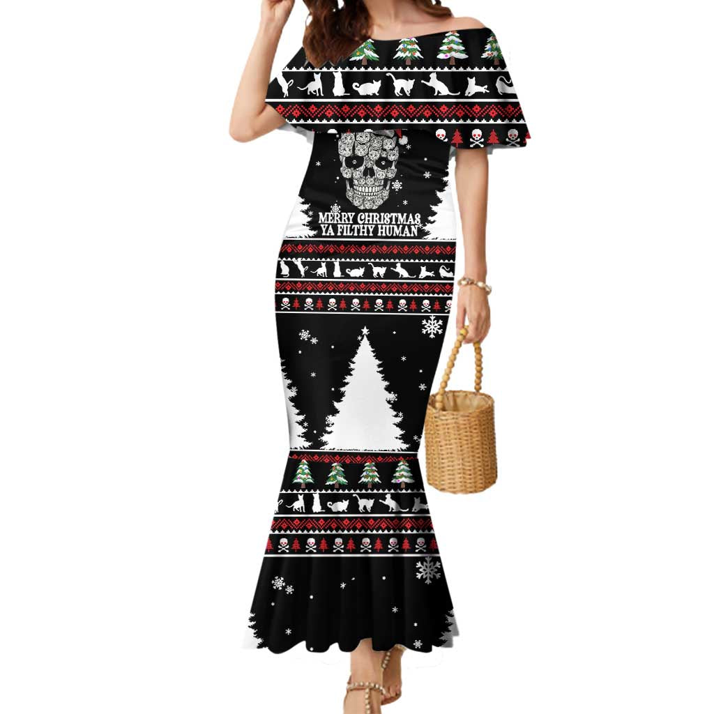 Cat Skull Santa Christmas Mermaid Dress Xmas Holiday Patterns - Wonder Print Shop