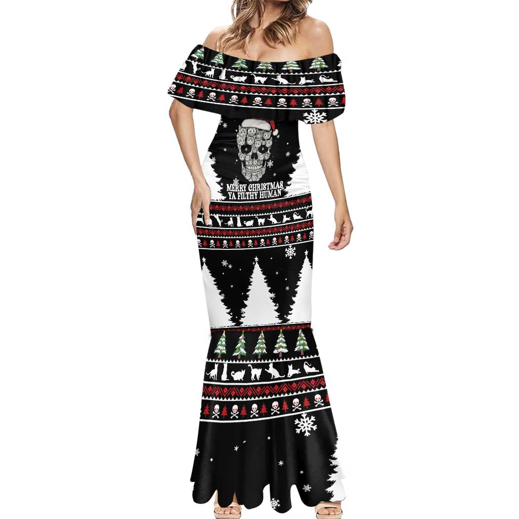 Cat Skull Santa Christmas Mermaid Dress Xmas Holiday Patterns - Wonder Print Shop