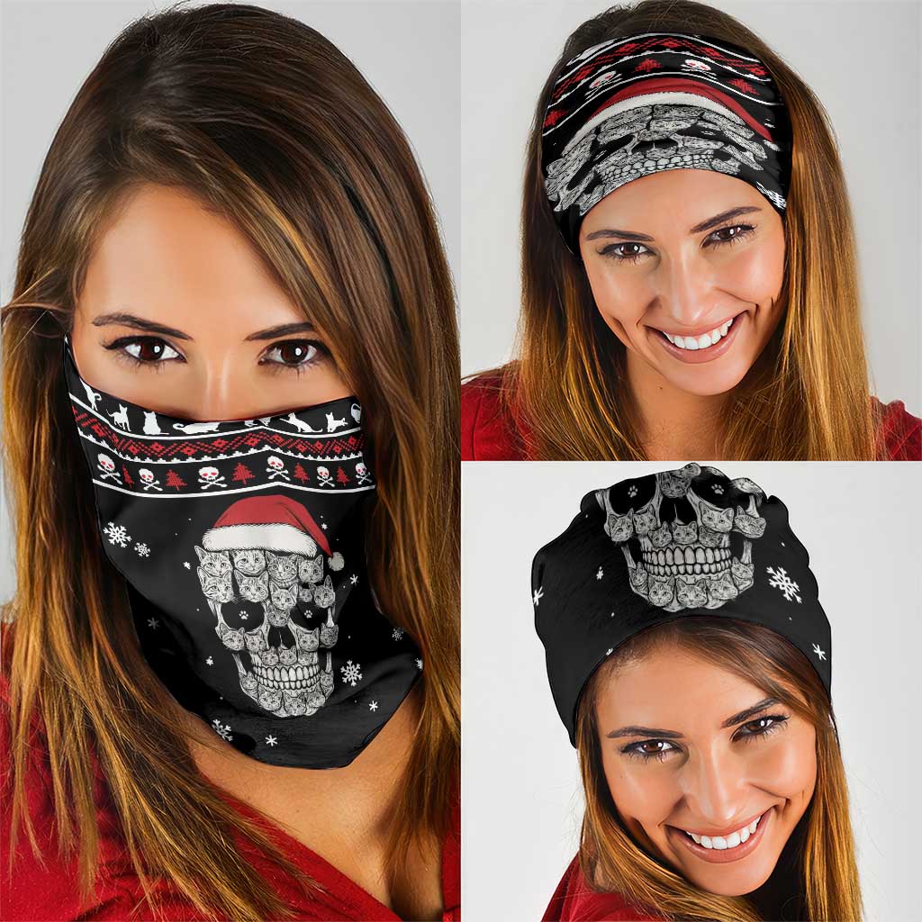Cat Skull Santa Christmas Neck Gaiter Xmas Holiday Patterns - Wonder Print Shop