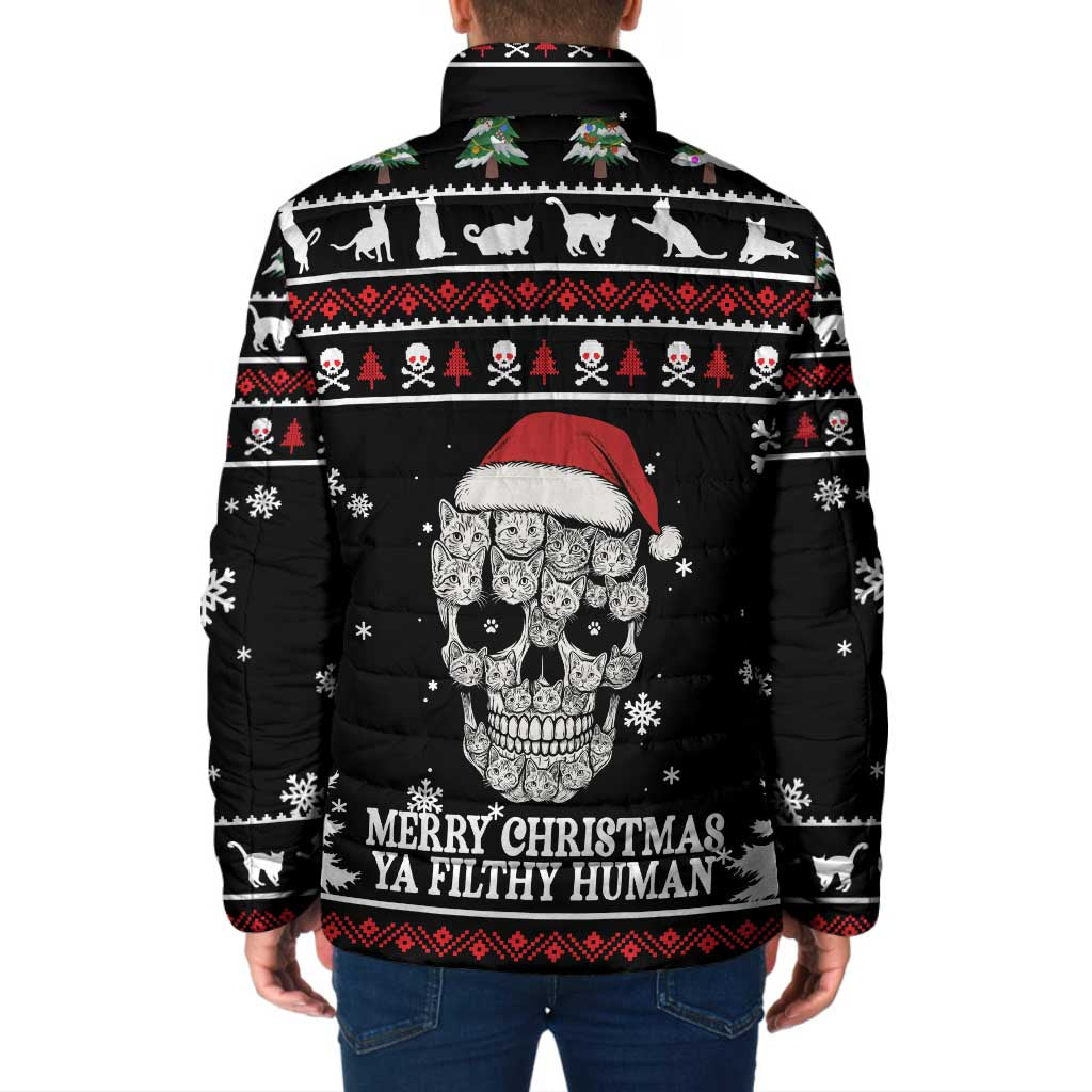 Cat Skull Santa Christmas Padded Jacket Xmas Holiday Patterns - Wonder Print Shop