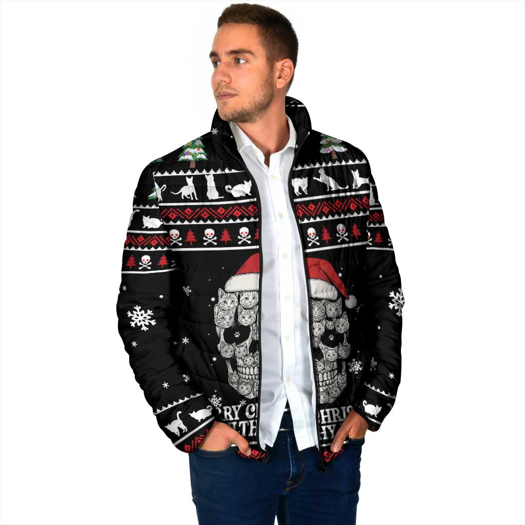 Cat Skull Santa Christmas Padded Jacket Xmas Holiday Patterns - Wonder Print Shop