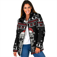 Cat Skull Santa Christmas Padded Jacket Xmas Holiday Patterns - Wonder Print Shop