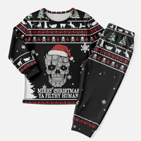 Cat Skull Santa Christmas Pajama Set Xmas Holiday Patterns - Wonder Print Shop