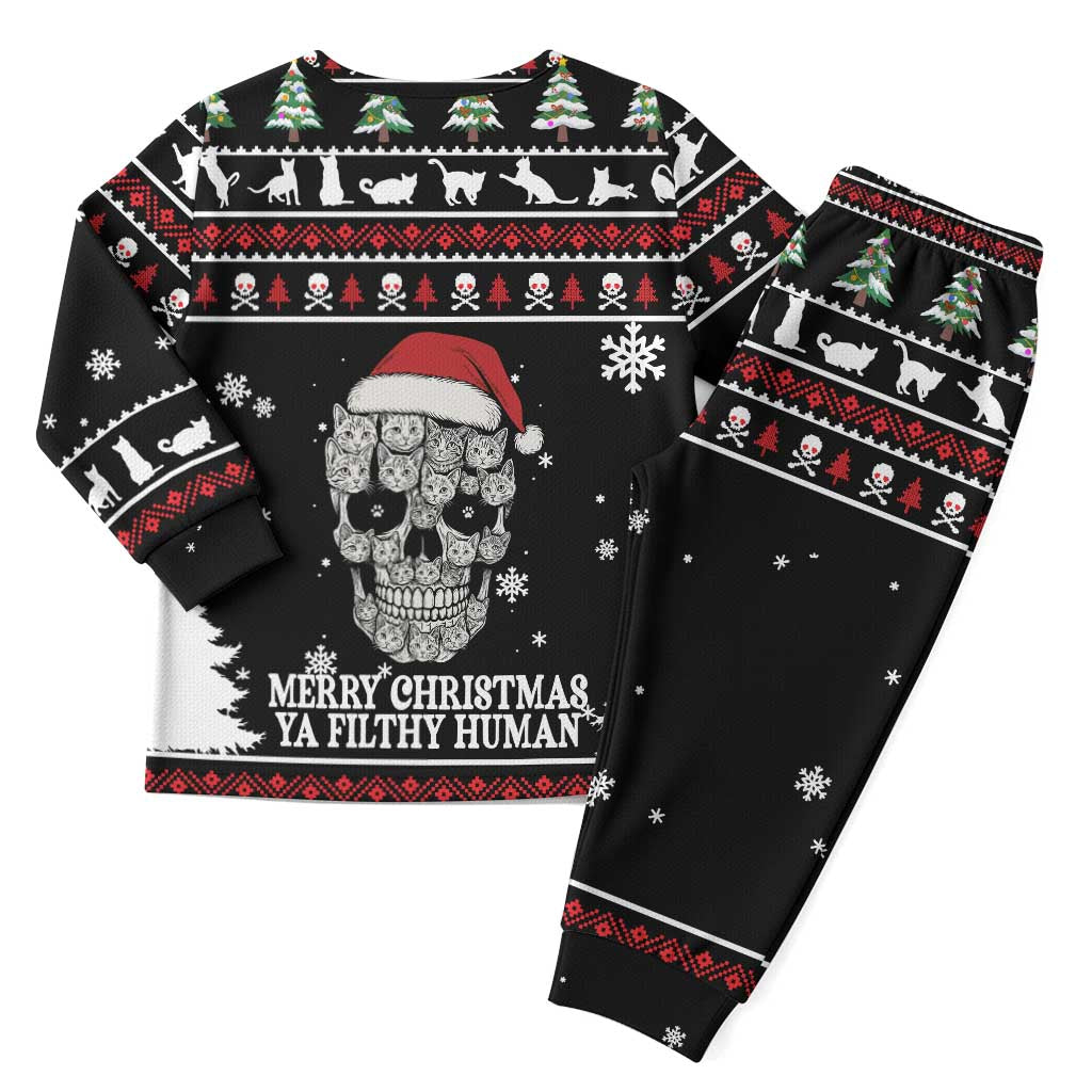 Cat Skull Santa Christmas Pajama Set Xmas Holiday Patterns - Wonder Print Shop