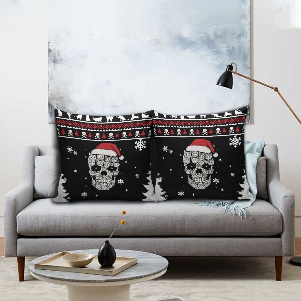 Cat Skull Santa Christmas Pillow Cover Xmas Holiday Patterns - Wonder Print Shop