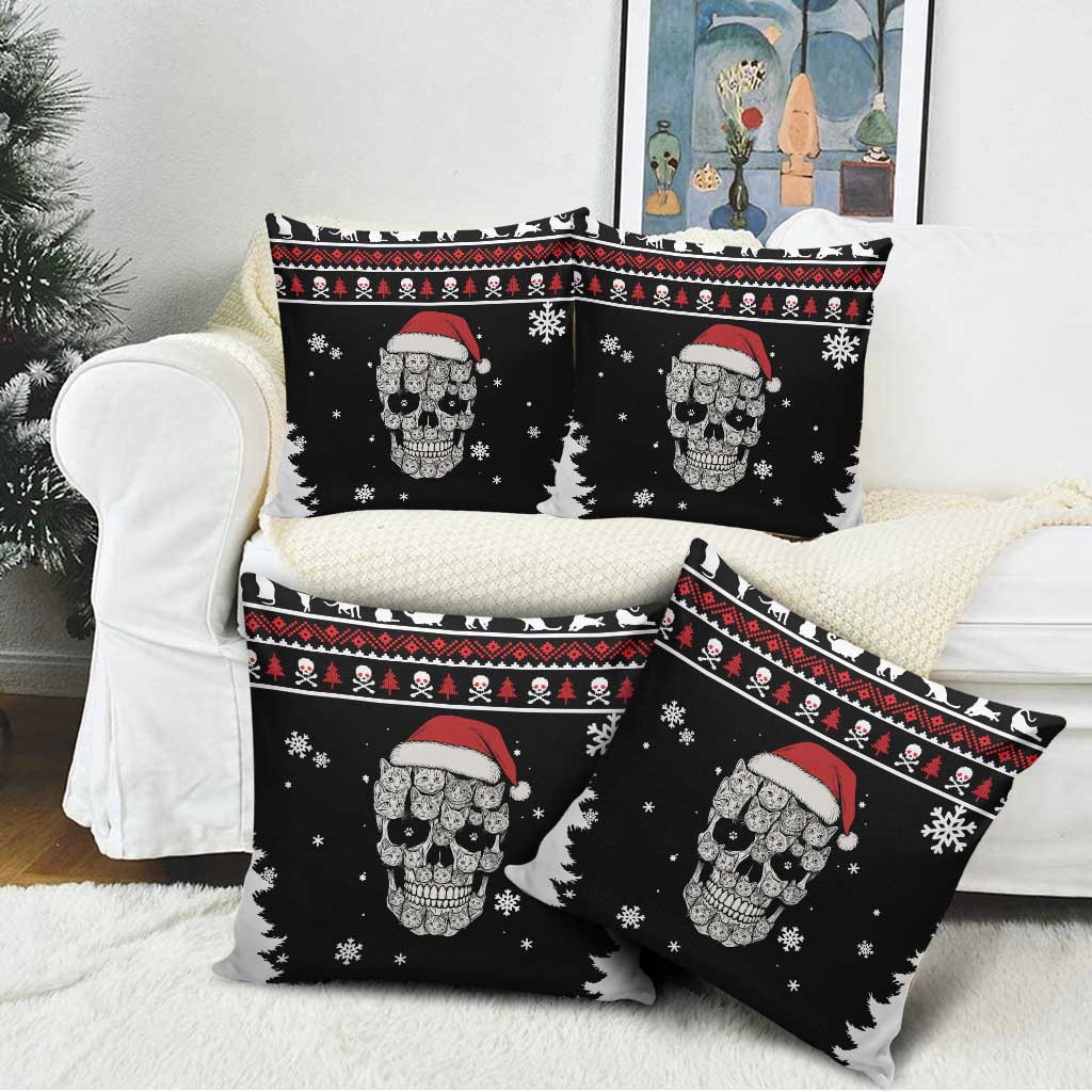 Cat Skull Santa Christmas Pillow Cover Xmas Holiday Patterns - Wonder Print Shop
