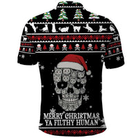 Cat Skull Santa Christmas Polo Shirt Xmas Holiday Patterns - Wonder Print Shop