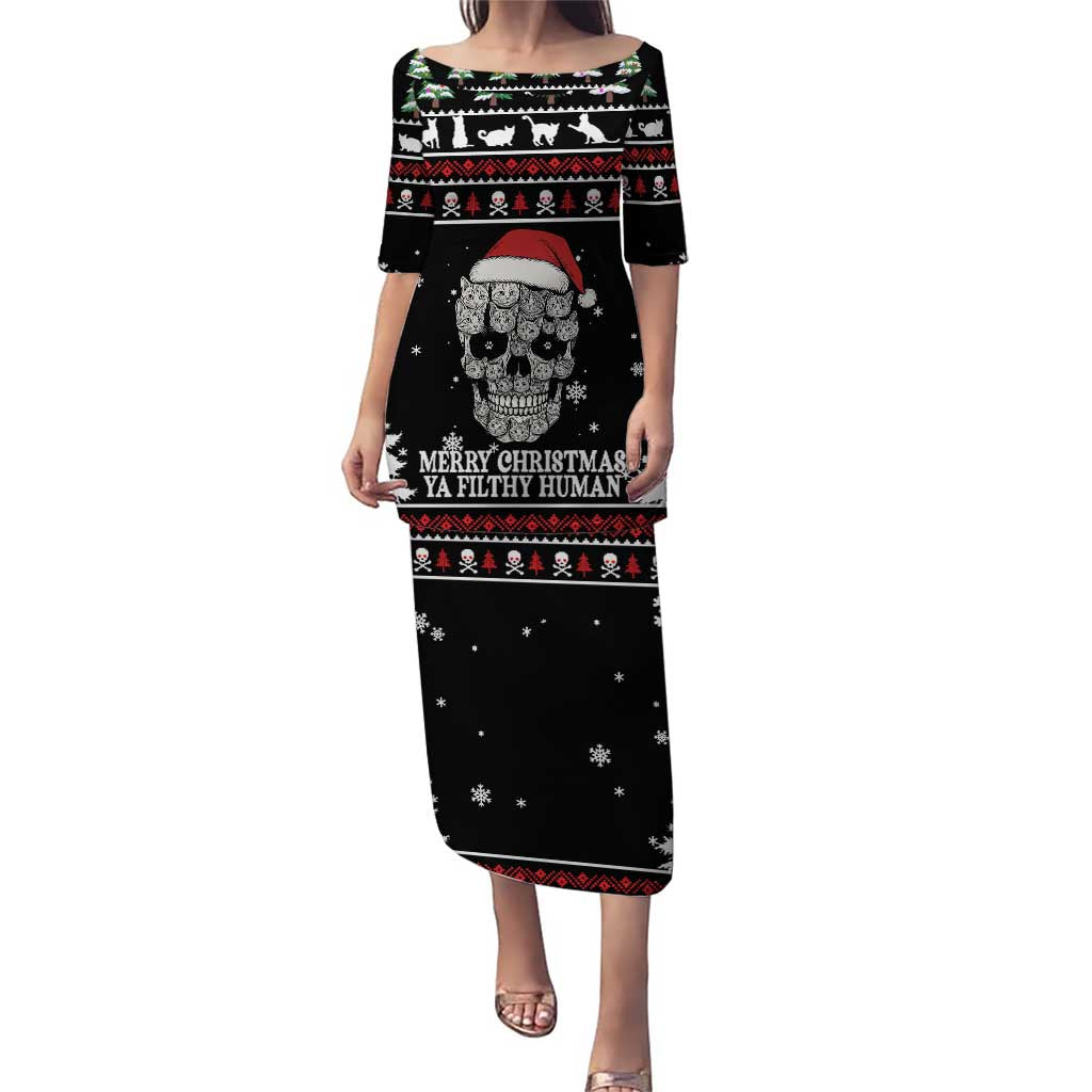 Cat Skull Santa Christmas Puletasi Xmas Holiday Patterns - Wonder Print Shop