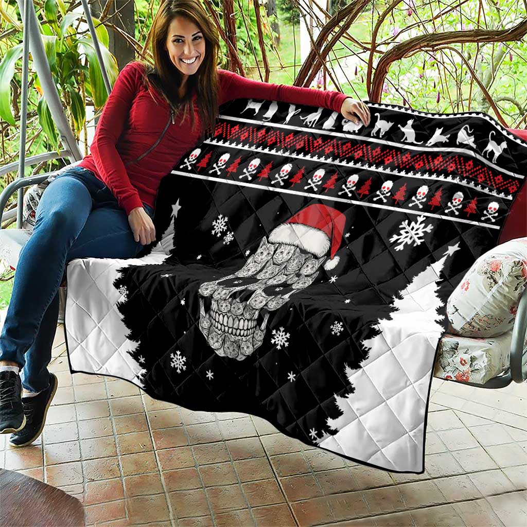 Cat Skull Santa Christmas Quilt Xmas Holiday Patterns - Wonder Print Shop