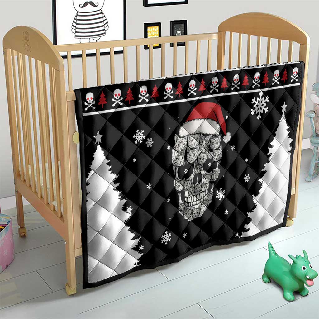 Cat Skull Santa Christmas Quilt Xmas Holiday Patterns - Wonder Print Shop