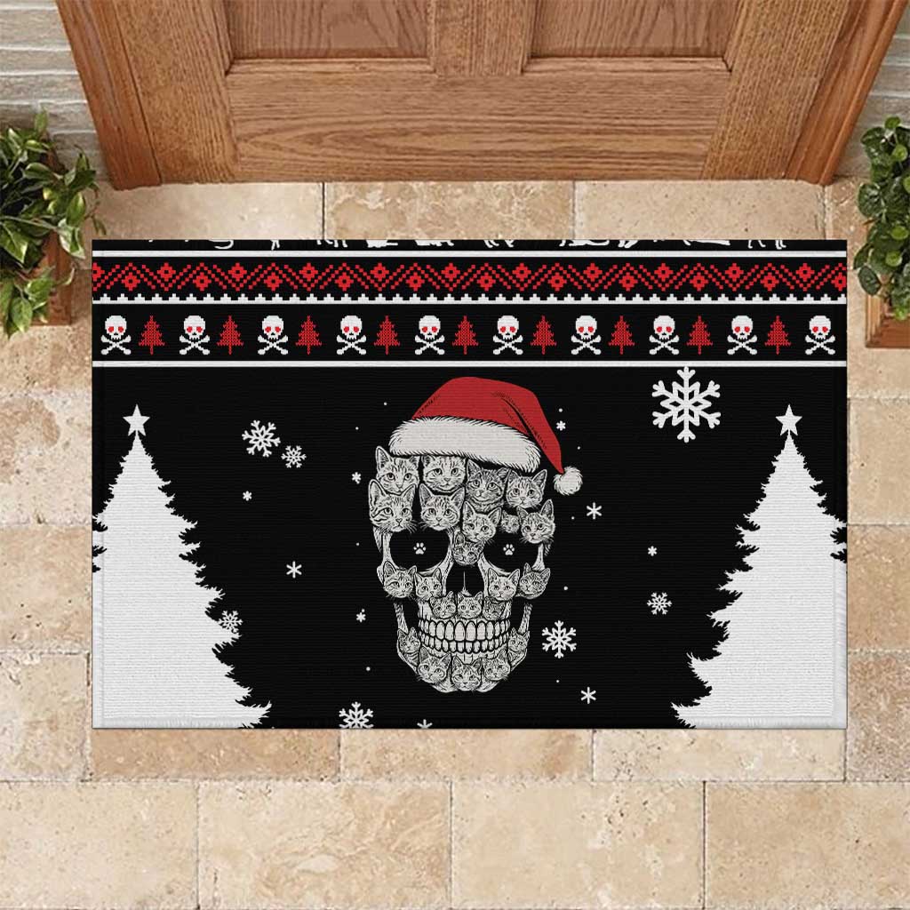 Cat Skull Santa Christmas Rubber Doormat Xmas Holiday Patterns - Wonder Print Shop