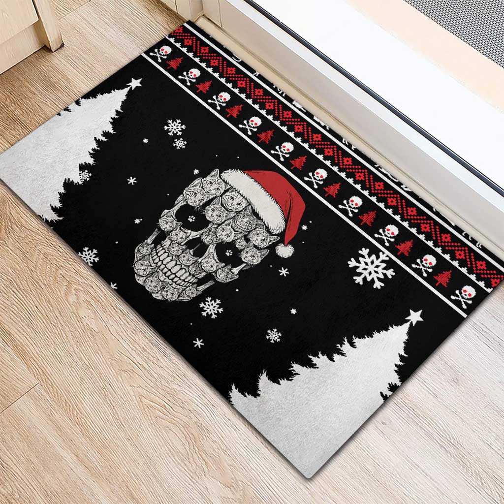Cat Skull Santa Christmas Rubber Doormat Xmas Holiday Patterns - Wonder Print Shop