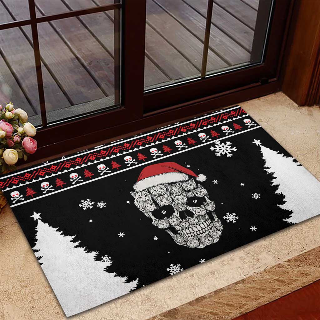 Cat Skull Santa Christmas Rubber Doormat Xmas Holiday Patterns - Wonder Print Shop