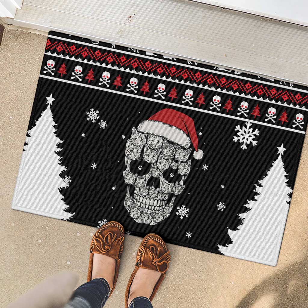 Cat Skull Santa Christmas Rubber Doormat Xmas Holiday Patterns - Wonder Print Shop