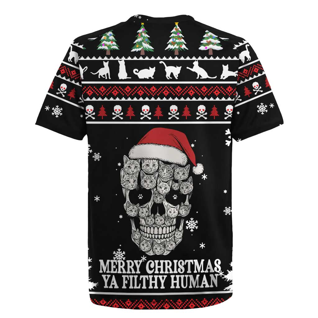 Cat Skull Santa Christmas Rugby Jersey Xmas Holiday Patterns - Wonder Print Shop