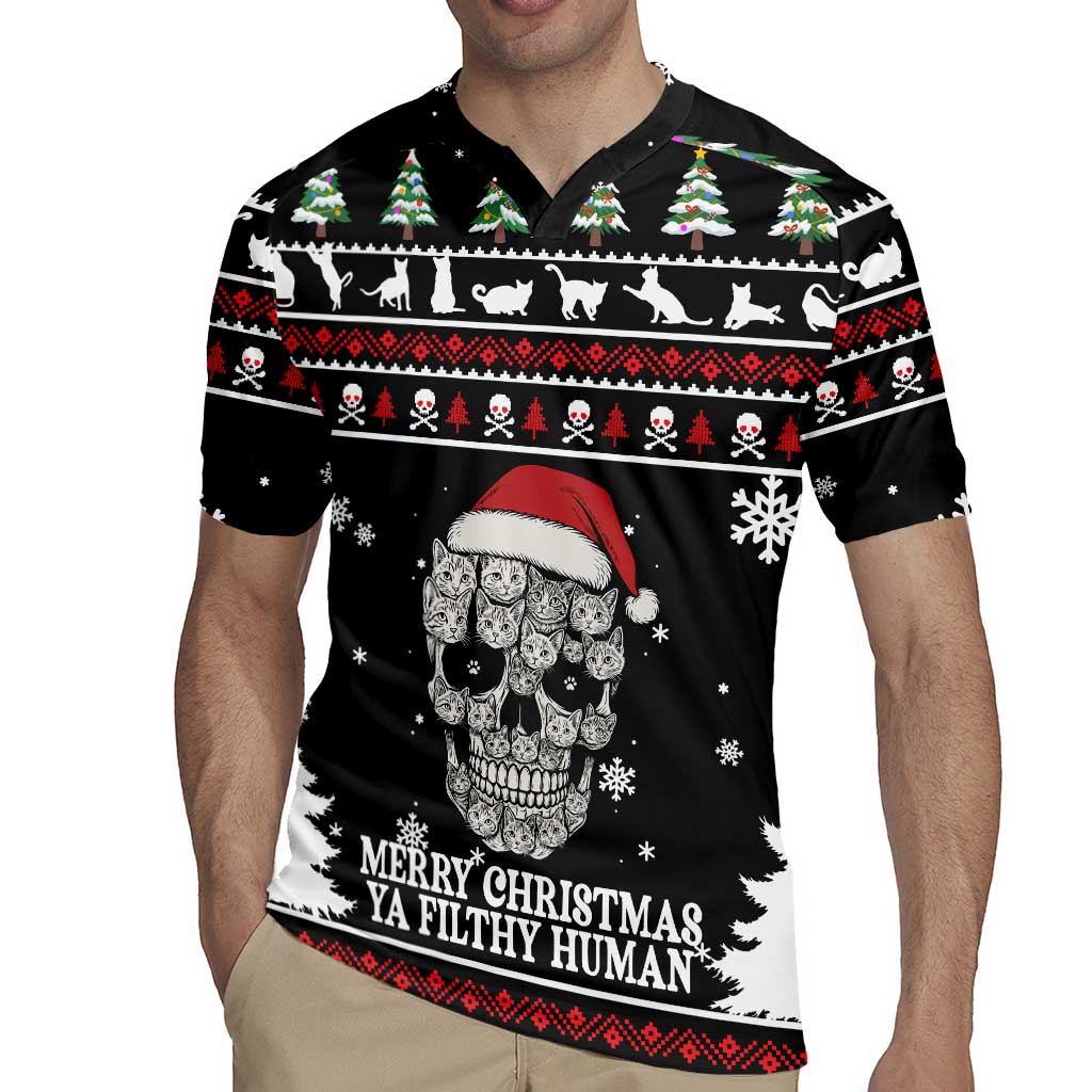 Cat Skull Santa Christmas Rugby Jersey Xmas Holiday Patterns - Wonder Print Shop