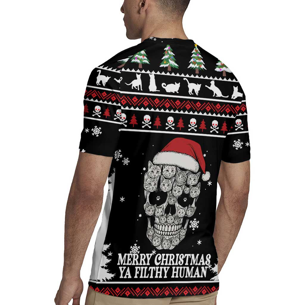 Cat Skull Santa Christmas Rugby Jersey Xmas Holiday Patterns - Wonder Print Shop