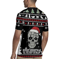 Cat Skull Santa Christmas Rugby Jersey Xmas Holiday Patterns - Wonder Print Shop