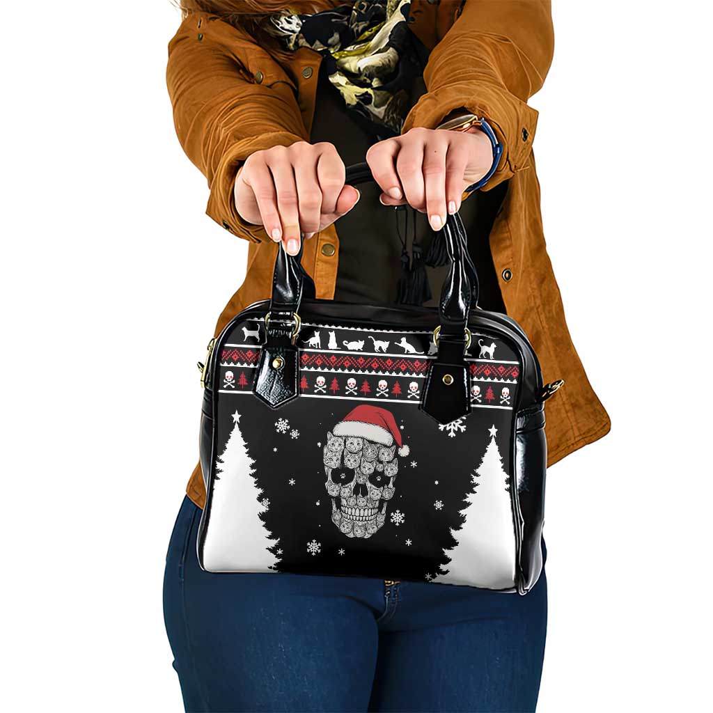 Cat Skull Santa Christmas Shoulder Handbag Xmas Holiday Patterns - Wonder Print Shop
