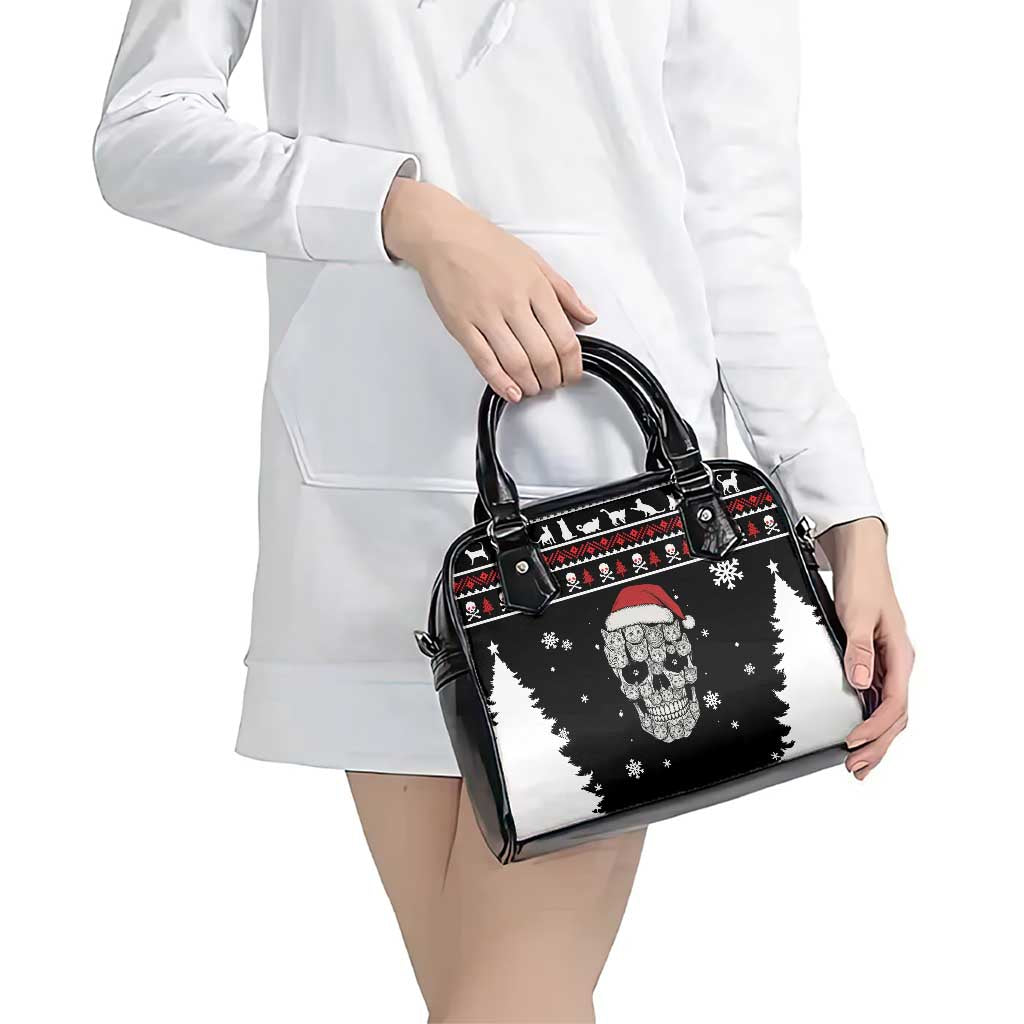 Cat Skull Santa Christmas Shoulder Handbag Xmas Holiday Patterns - Wonder Print Shop