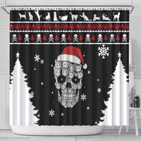 Cat Skull Santa Christmas Shower Curtain Xmas Holiday Patterns - Wonder Print Shop