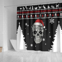 Cat Skull Santa Christmas Shower Curtain Xmas Holiday Patterns - Wonder Print Shop